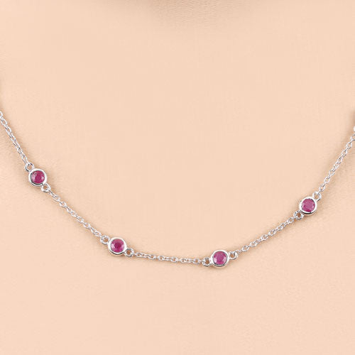 2.34 Carat Genuine Ruby .925 Sterling Silver Necklace on sale at MyriadMart