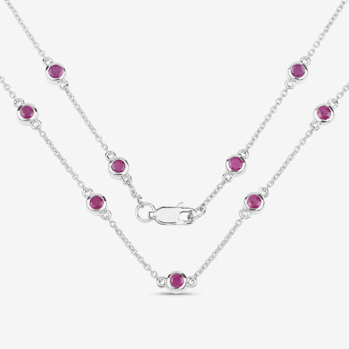2.34 Carat Genuine Ruby .925 Sterling Silver Necklace on sale at MyriadMart