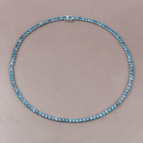 33.24 Carat Genuine Blue Diamond 14K White Gold Necklace on sale at MyriadMart