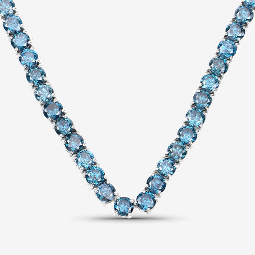 33.24 Carat Genuine Blue Diamond 14K White Gold Necklace on sale at MyriadMart