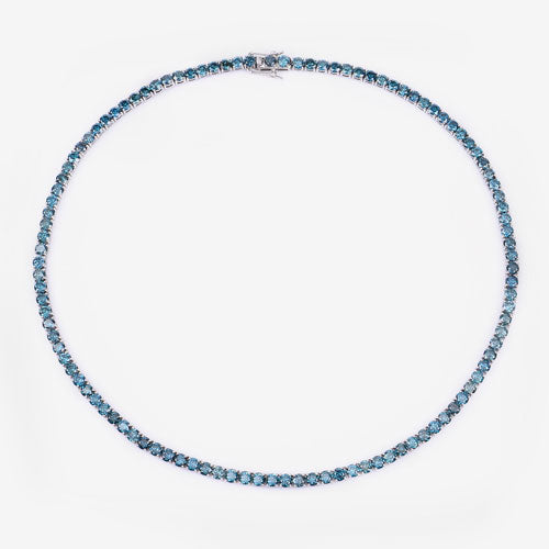 33.24 Carat Genuine Blue Diamond 14K White Gold Necklace on sale at MyriadMart