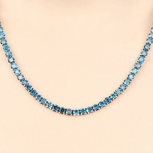 33.24 Carat Genuine Blue Diamond 14K White Gold Necklace on sale at MyriadMart