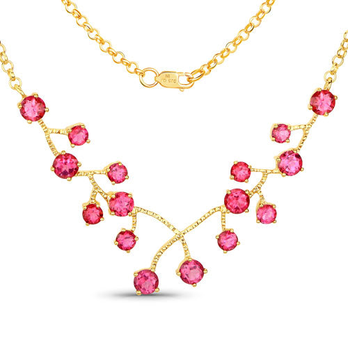 7.92 Carat Genuine Pink Topaz .925 Sterling Silver Necklace on sale at MyriadMart