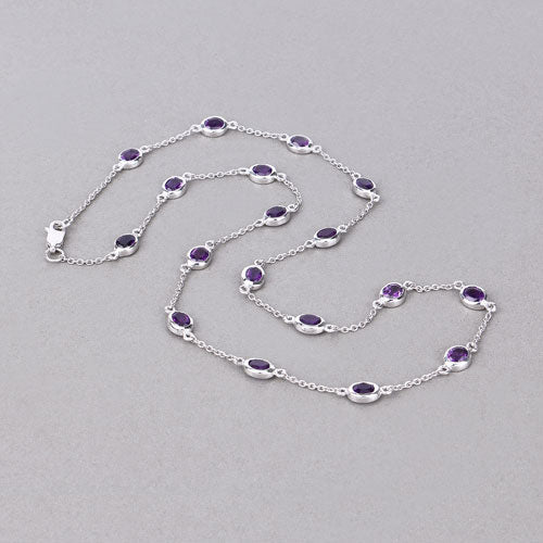6.12 Carat Genuine Amethyst .925 Sterling Silver Necklace on sale at MyriadMart