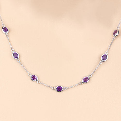 6.12 Carat Genuine Amethyst .925 Sterling Silver Necklace on sale at MyriadMart