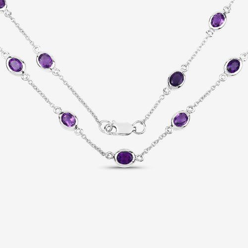 6.12 Carat Genuine Amethyst .925 Sterling Silver Necklace on sale at MyriadMart