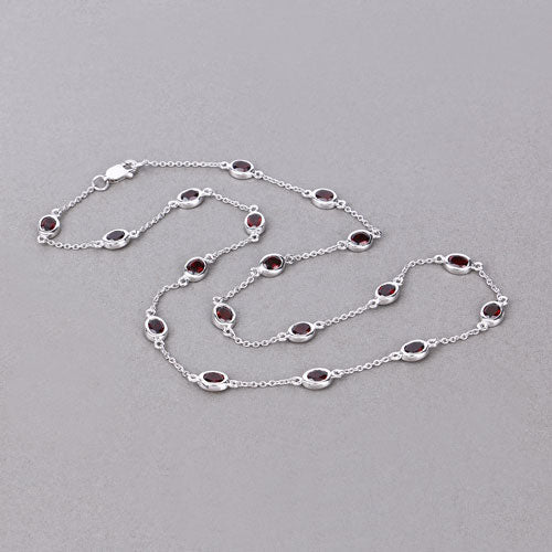8.10 Carat Genuine Garnet .925 Sterling Silver Necklace on sale at MyriadMart