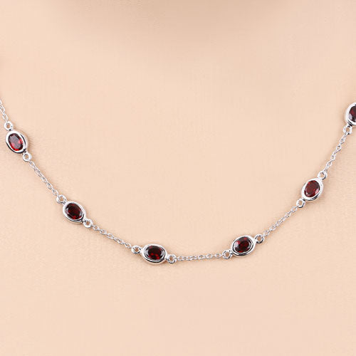 8.10 Carat Genuine Garnet .925 Sterling Silver Necklace on sale at MyriadMart