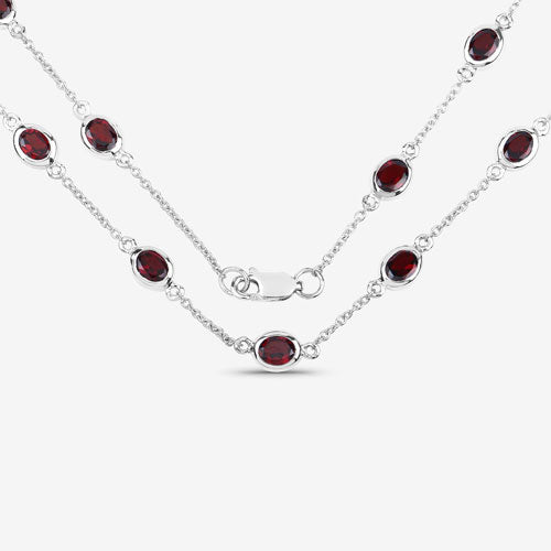 8.10 Carat Genuine Garnet .925 Sterling Silver Necklace on sale at MyriadMart