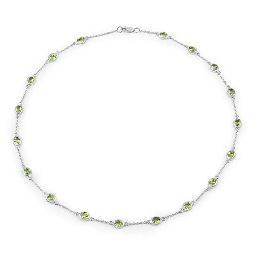 6.30 Carat Genuine Peridot .925 Sterling Silver Necklace on sale at MyriadMart