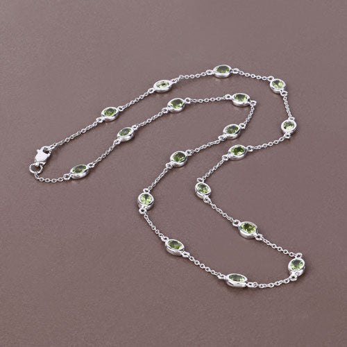 6.30 Carat Genuine Peridot .925 Sterling Silver Necklace on sale at MyriadMart
