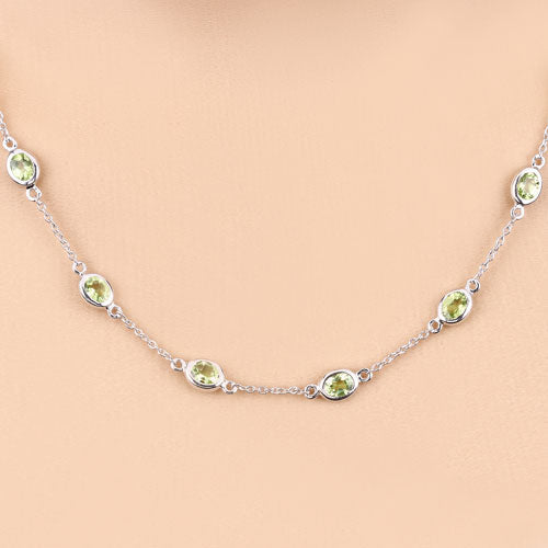 6.30 Carat Genuine Peridot .925 Sterling Silver Necklace on sale at MyriadMart