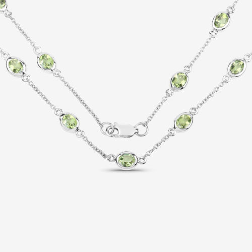 6.30 Carat Genuine Peridot .925 Sterling Silver Necklace on sale at MyriadMart