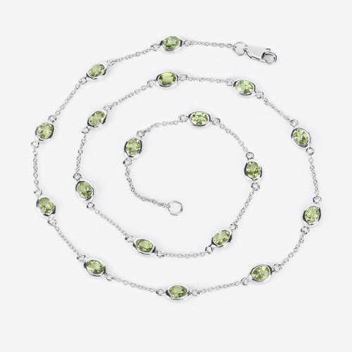 6.30 Carat Genuine Peridot .925 Sterling Silver Necklace on sale at MyriadMart
