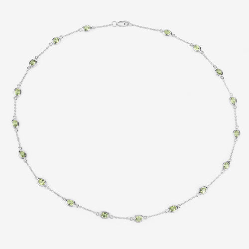 6.30 Carat Genuine Peridot .925 Sterling Silver Necklace on sale at MyriadMart