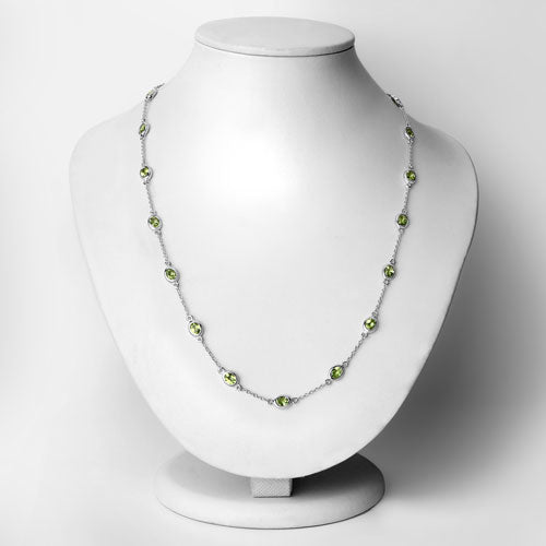 6.30 Carat Genuine Peridot .925 Sterling Silver Necklace on sale at MyriadMart
