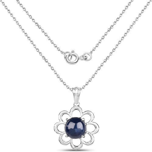 4.65 Carat Genuine Blue Sapphire .925 Sterling Silver Pendant on sale at MyriadMart