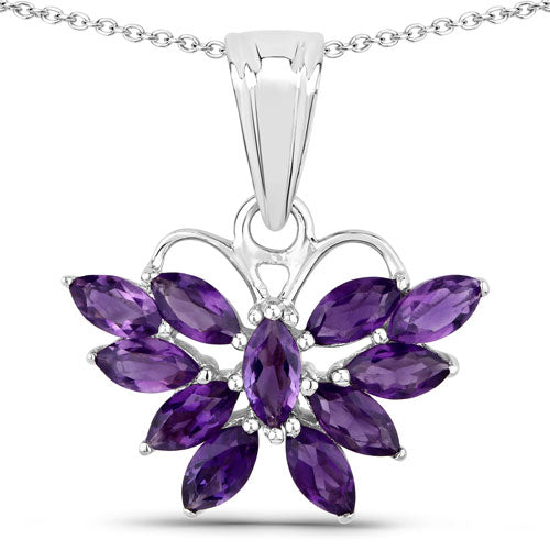 1.65 Carat Genuine Amethyst .925 Sterling Silver Pendant on sale at MyriadMart