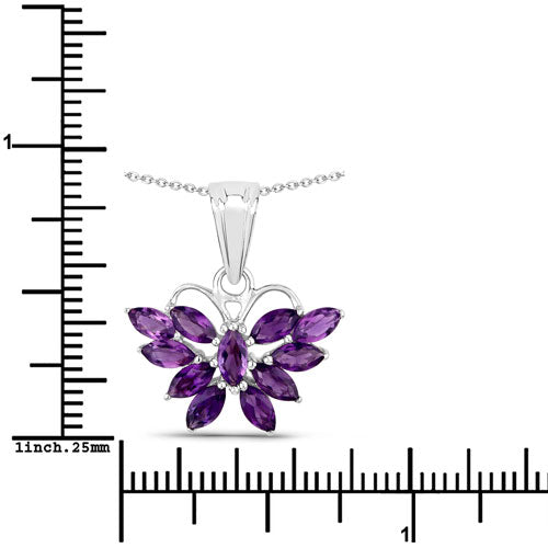 1.65 Carat Genuine Amethyst .925 Sterling Silver Pendant on sale at MyriadMart