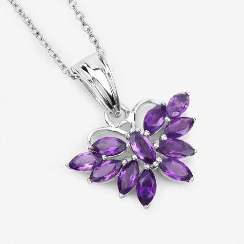 1.65 Carat Genuine Amethyst .925 Sterling Silver Pendant on sale at MyriadMart