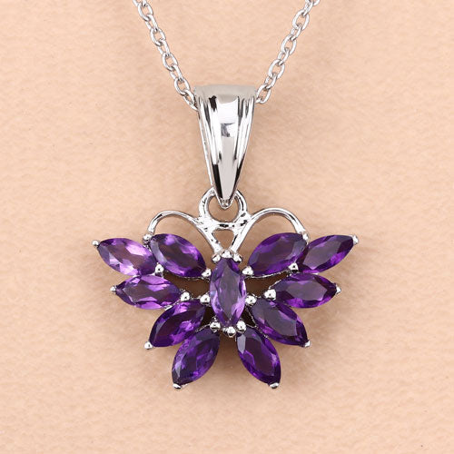 1.65 Carat Genuine Amethyst .925 Sterling Silver Pendant on sale at MyriadMart
