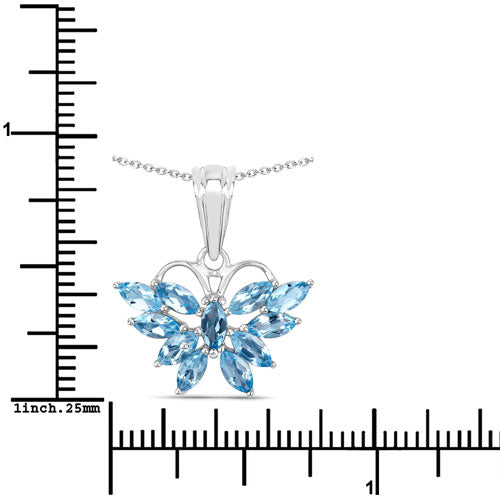 1.76 Carat Genuine Swiss Blue Topaz .925 Sterling Silver Pendant on sale at MyriadMart