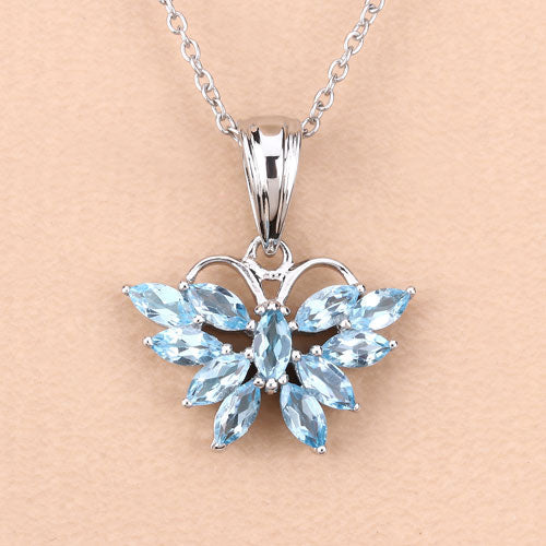 1.76 Carat Genuine Swiss Blue Topaz .925 Sterling Silver Pendant on sale at MyriadMart