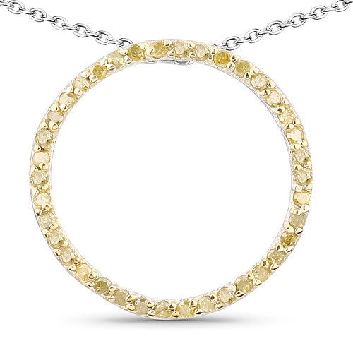 0.30 Carat Genuine Diamond Yellow .925 Sterling Silver Pendant on sale at MyriadMart
