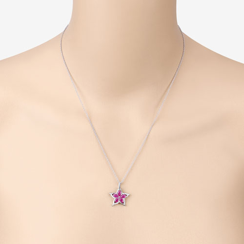 1.37 Carat Genuine Ruby and White Zircon .925 Sterling Silver Pendant on sale at MyriadMart