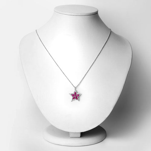 1.37 Carat Genuine Ruby and White Zircon .925 Sterling Silver Pendant on sale at MyriadMart