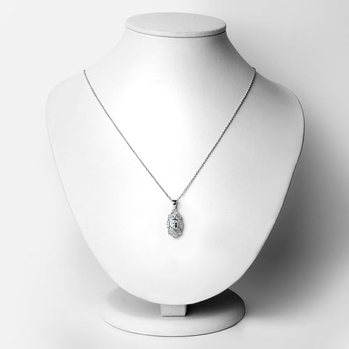 0.48 Carat Genuine Aquamarine and White Topaz .925 Sterling Silver Pendant on sale at MyriadMart