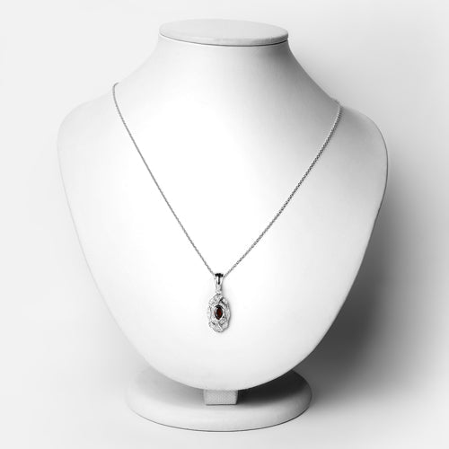0.63 Carat Genuine Garnet and White Topaz .925 Sterling Silver Pendant on sale at MyriadMart