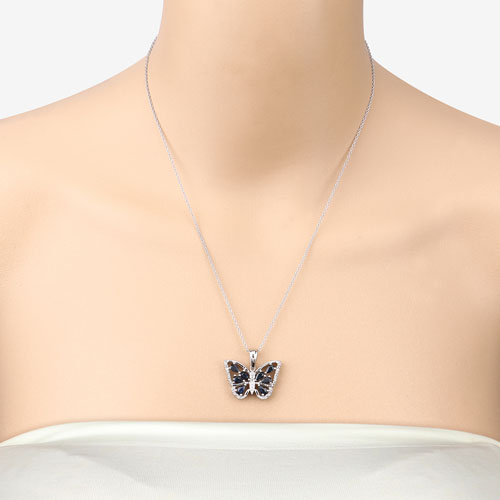 1.67 Carat Genuine Blue Sapphire and White Zircon .925 Sterling Silver Pendant on sale at MyriadMart