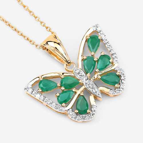 1.91 Carat Genuine Emerald and White Zircon .925 Sterling Silver Pendant on sale at MyriadMart