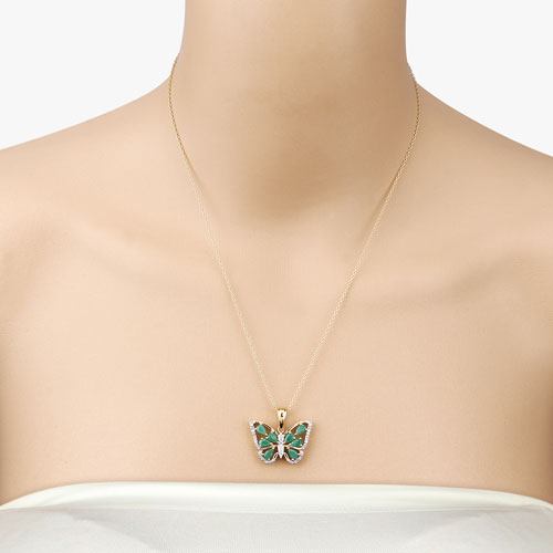 1.91 Carat Genuine Emerald and White Zircon .925 Sterling Silver Pendant on sale at MyriadMart