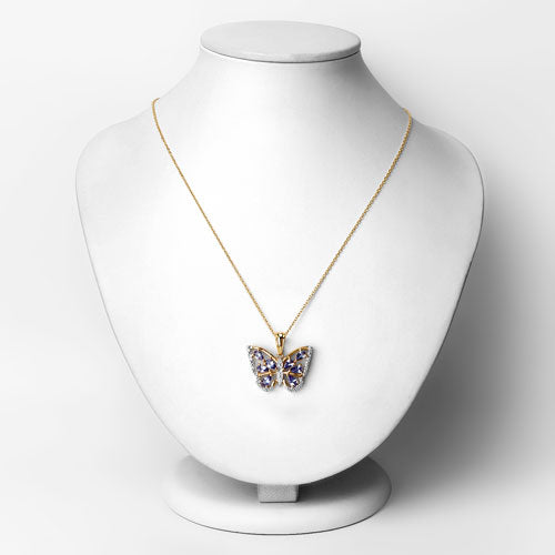 1.75 Carat Genuine Tanzanite and White Zircon .925 Sterling Silver Pendant on sale at MyriadMart