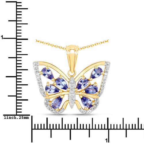 1.75 Carat Genuine Tanzanite and White Zircon .925 Sterling Silver Pendant on sale at MyriadMart