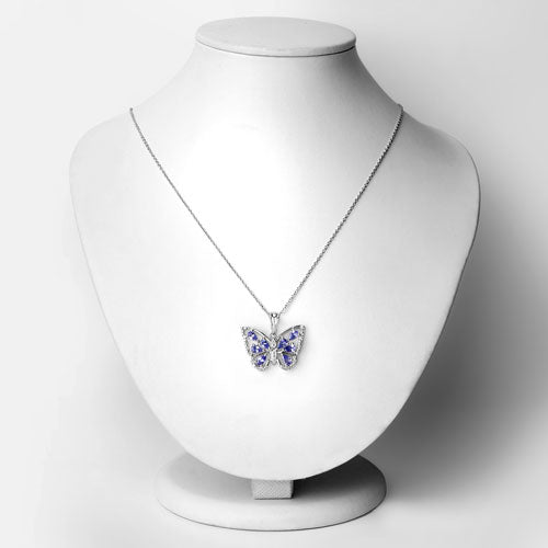 1.75 Carat Genuine Tanzanite and White Zircon .925 Sterling Silver Pendant on sale at MyriadMart
