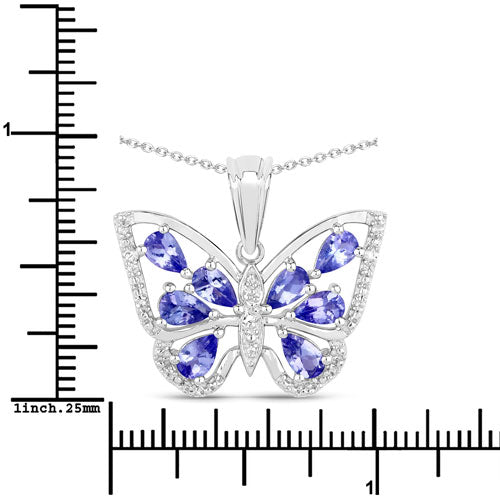1.75 Carat Genuine Tanzanite and White Zircon .925 Sterling Silver Pendant on sale at MyriadMart