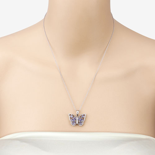 1.75 Carat Genuine Tanzanite and White Zircon .925 Sterling Silver Pendant on sale at MyriadMart