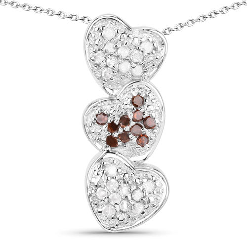 0.45 Carat Genuine Red Diamond and White Diamond .925 Sterling Silver Pendant on sale at MyriadMart