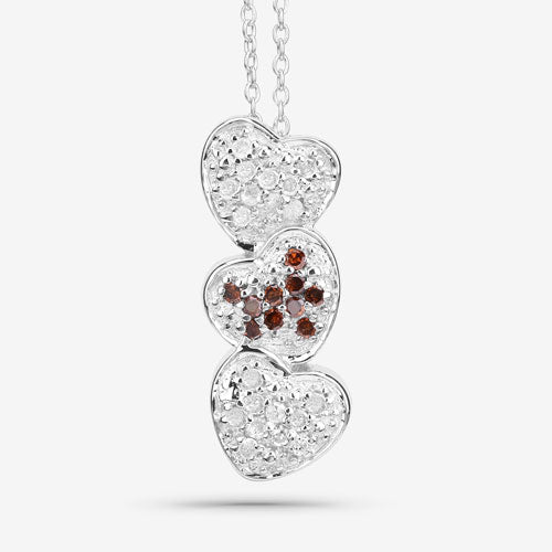 0.45 Carat Genuine Red Diamond and White Diamond .925 Sterling Silver Pendant on sale at MyriadMart