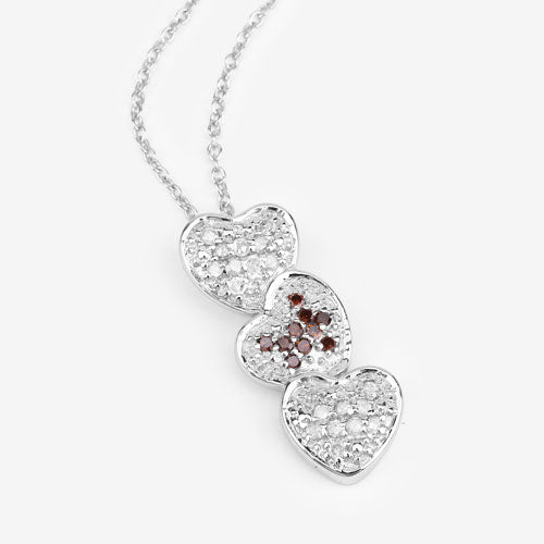 0.45 Carat Genuine Red Diamond and White Diamond .925 Sterling Silver Pendant on sale at MyriadMart