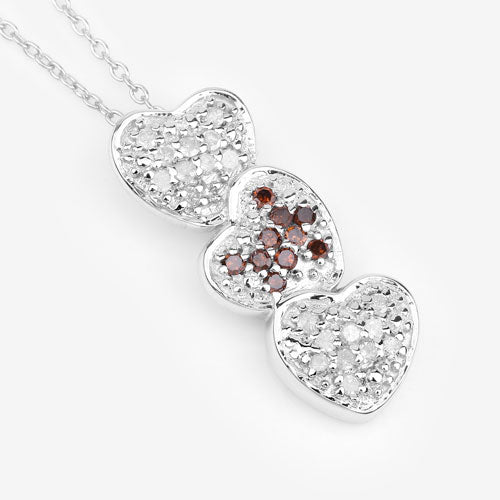 0.45 Carat Genuine Red Diamond and White Diamond .925 Sterling Silver Pendant on sale at MyriadMart