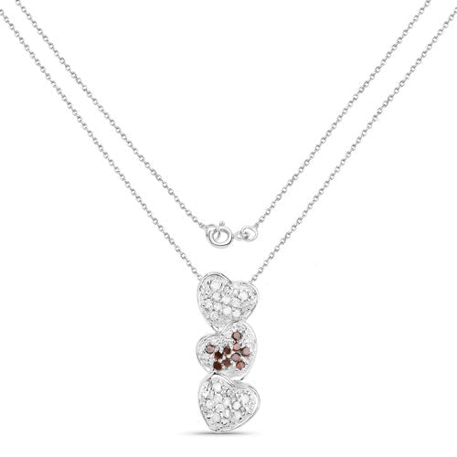 0.45 Carat Genuine Red Diamond and White Diamond .925 Sterling Silver Pendant on sale at MyriadMart