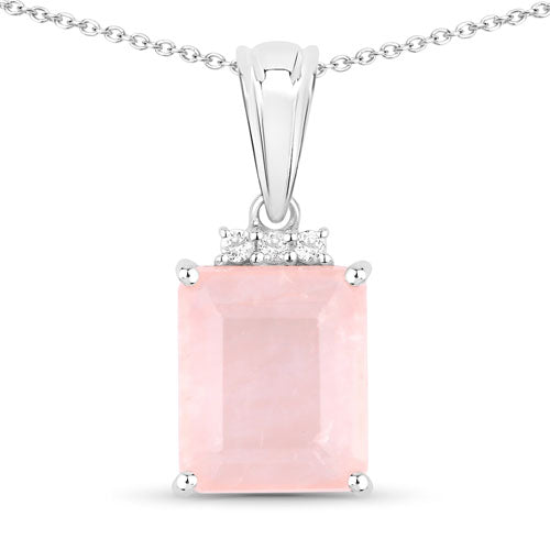 5.63 Carat Genuine Rose Quartz and White Topaz .925 Sterling Silver Pendant on sale at MyriadMart