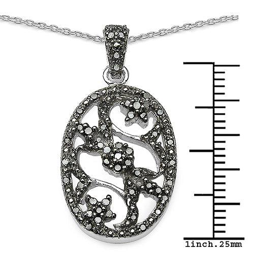 0.28 Carat Genuine Black Diamond .925 Sterling Silver Pandent on sale at MyriadMart
