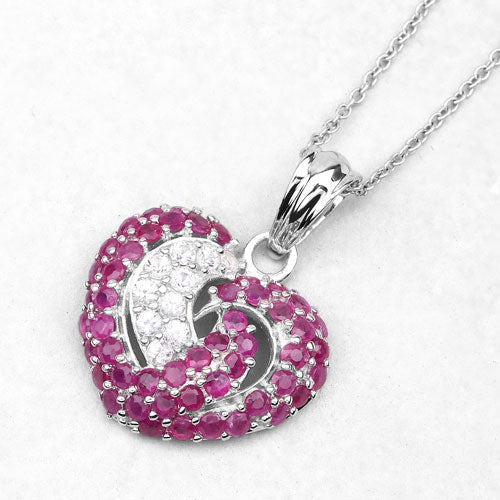 2.65 Carat Genuine Ruby and White Sapphire .925 Sterling Silver Pendant on sale at MyriadMart