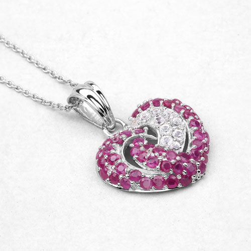 2.65 Carat Genuine Ruby and White Sapphire .925 Sterling Silver Pendant on sale at MyriadMart
