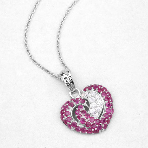 2.65 Carat Genuine Ruby and White Sapphire .925 Sterling Silver Pendant on sale at MyriadMart